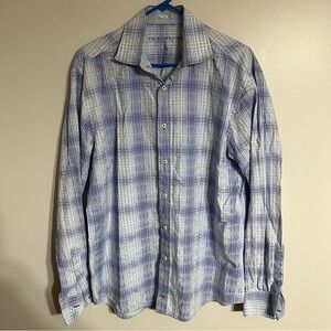 Tailorbyrd Collection Men's Long Sleeve Button‎ Down Shirt Size Large Blue White